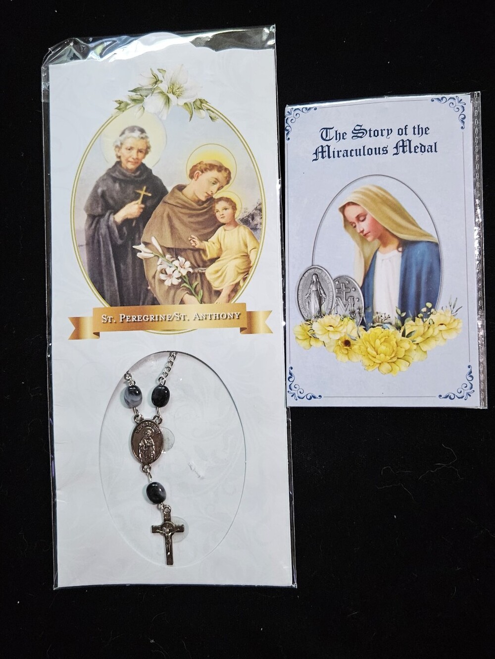 Religious Pendant Necklaces Silver Tone 2 Piece Peligrine St Anthony And Mary